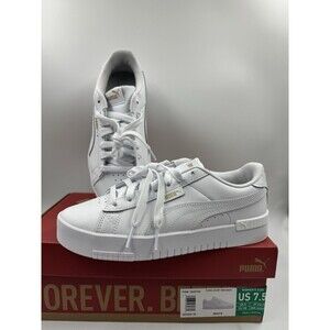 PUMA Court Sneaker, White, Women's Casual Low Top Leather Shoes Size 7.5 NEW
